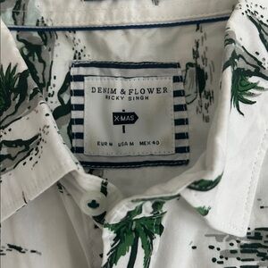 Denim & Flower Tropical White and Green Shirt